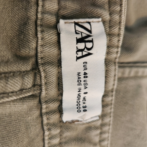 Zara Women's Olive Green Wide Leg Cargo Pants - 8 - Picture 2 of 4
